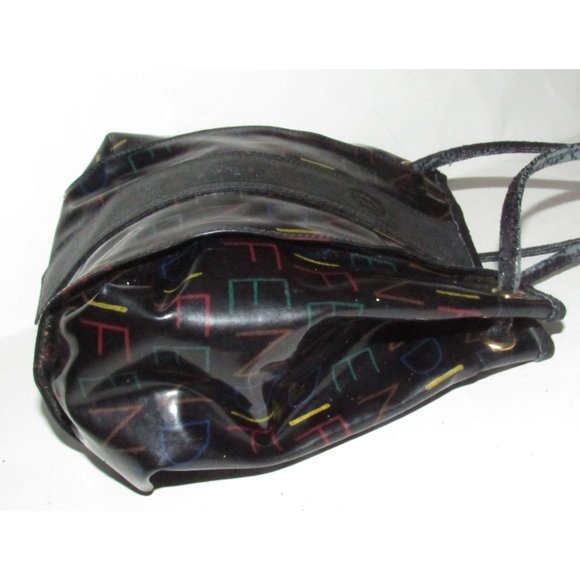 Early Fendi SAS Multi-colored 'FENDI' Logo Print on Black Coated Canvas - Picture 15 of 16